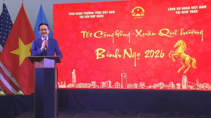 Đại sứ Đỗ Hùng Việt, Trưởng Phái đoàn Thường trực Việt Nam tại Liên hợp quốc phát biểu tại chương trình. (Ảnh do Phái đoàn Thường trực Việt Nam tại Liên hợp quốc cung cấp)