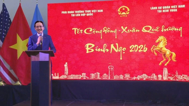 Đại sứ Đỗ Hùng Việt, Trưởng Phái đoàn Thường trực Việt Nam tại Liên hợp quốc phát biểu tại chương trình. (Ảnh do Phái đoàn Thường trực Việt Nam tại Liên hợp quốc cung cấp)