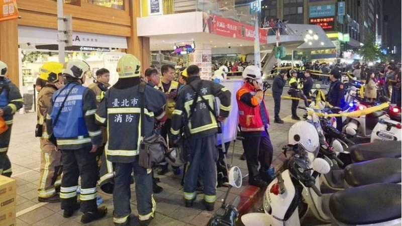 Cảnh sát phong tỏa hiện trường vụ tấn công. (Nguồn: Kyodo)