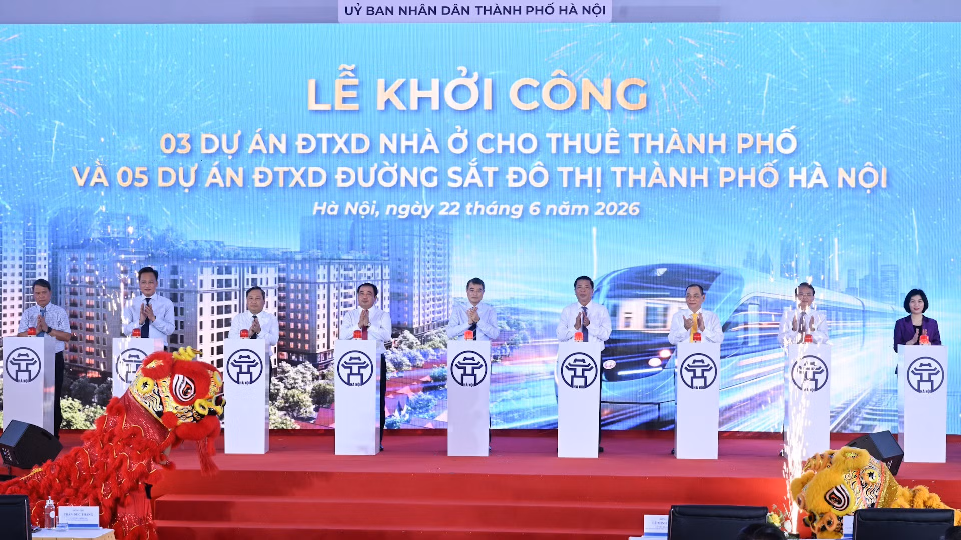 [Ảnh] Thủ tướng Lê Minh Hưng dự Lễ khởi công các dự án nhà ở cho thuê và đường sắt đô thị Hà Nội