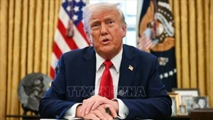 Tổng thống Mỹ Donald Trump phát biểu tại Nhà Trắng, Washington, DC. (Ảnh: TTXVN)