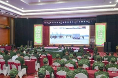 Quang cảnh buổi diễn tập liên hợp phòng, chống hoạt động xuất, nhập cảnh trái phép.