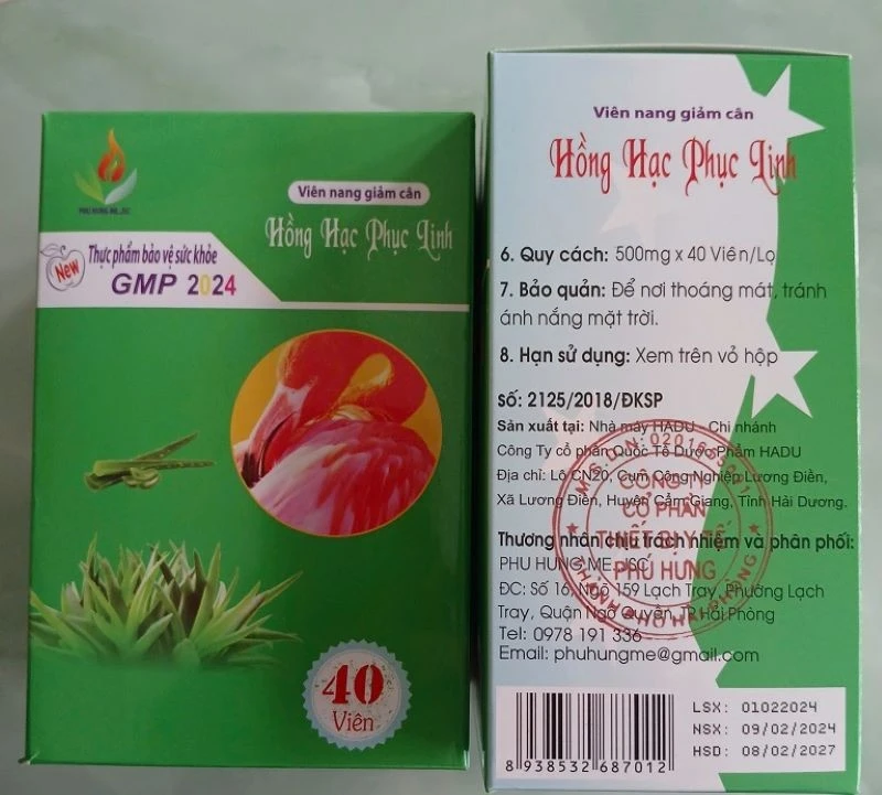 Sản phẩm Hồng Hạc Phục Linh phát hiện có chứa chất cấm nguy hại cho sức khỏe. (Ảnh: Cục An toàn thực phẩm)
