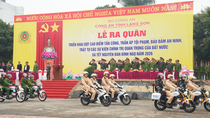 Lễ ra quân triển khai đợt cao điểm tấn công, trấn áp tội phạm, bảo đảm an ninh trật tự của Công an tỉnh Lạng Sơn.