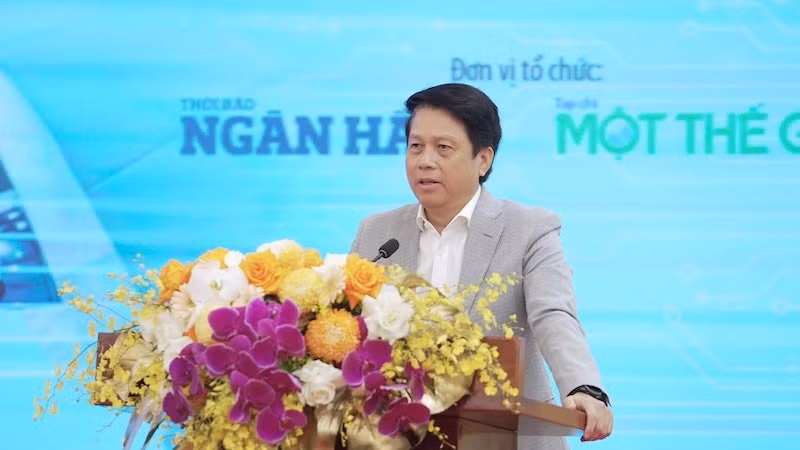 Phó Thống đốc Ngân hàng Nhà nước Phạm Tiến Dũng phát biểu khai mạc diễn đàn.