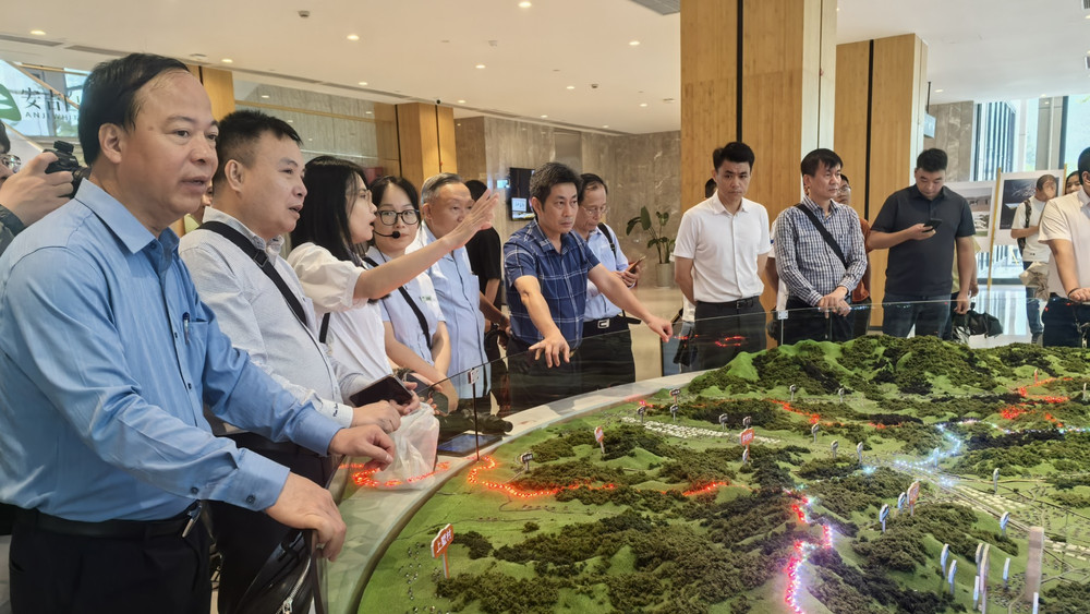 Đoàn chuyên gia tham quan thôn Dư, huyện An Cát. (Ảnh: Ban tổ chức cung cấp) anh-03.png