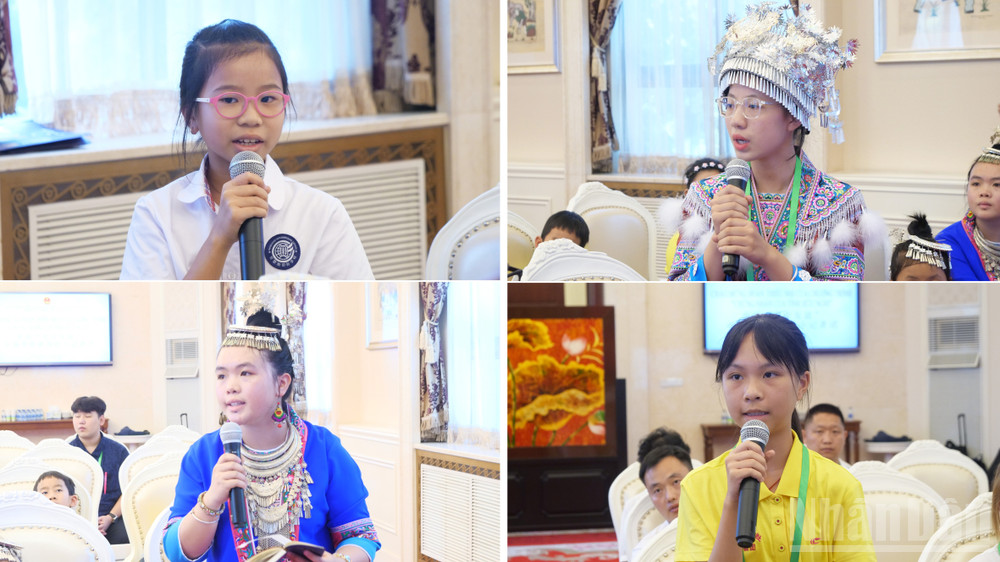 Các em thiếu nhi hai nước đặt câu hỏi cho Đại sứ Phạm Thanh Bình và giao lưu trao đổi với nhau. ndo_br_a07-untitled-1.jpg