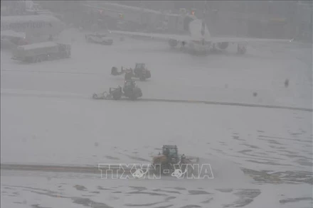 Tuyết rơi dày tại New York, Mỹ. (Ảnh: THX/TTXVN)