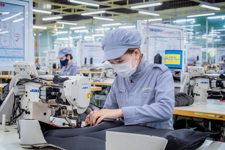 Dây chuyền may áo ghế tại Nhà máy Ghế ô-tô trong Khu công nghiệp Thaco Chu Lai, Quảng Nam. (Ảnh nhandan.vn) 