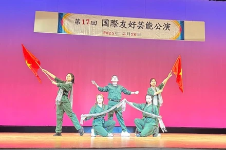 Tiết mục biểu diễn của Hội người Việt Nam vùng Kansai tại chương trình “Biểu diễn nghệ thuật hữu nghị quốc tế lần thứ 17”.