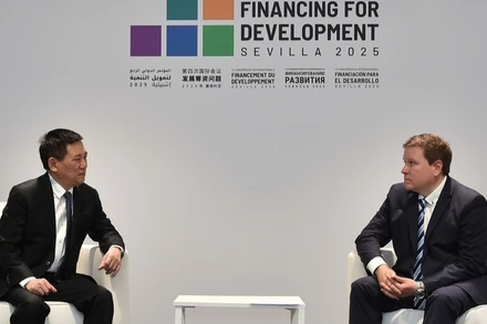 Phó Thủ tướng Chính Phủ Hồ Đức Phớc tiếp Bộ trưởng Ngoại thương và Phát triển Phần Lan Ville Tavio. (Ảnh: VGP/Trần Mạnh)