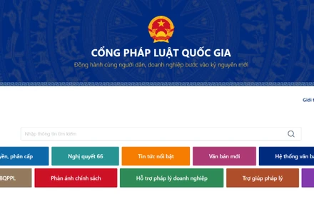 Ảnh chụp giao diện màn hình Cổng Pháp luật quốc gia.