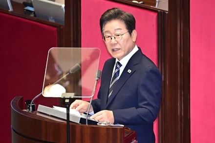 Tổng thống Hàn Quốc phát biểu trước Quốc hội. (Ảnh: YONHAP)