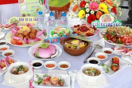 Hàng chục món ăn ngon được chế biến từ cá tra tại Ngày hội cá tra Đồng Tháp.