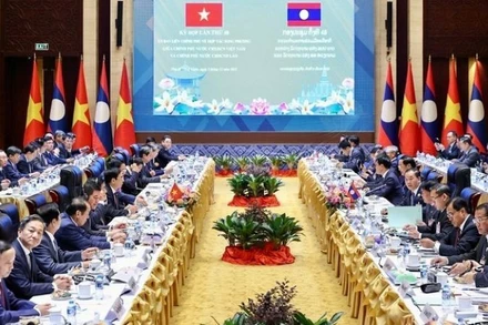 Quang cảnh Kỳ họp lần thứ 48 Ủy ban liên Chính phủ về hợp tác song phương Việt Nam-Lào. (Ảnh: VGP/Nhật Bắc)