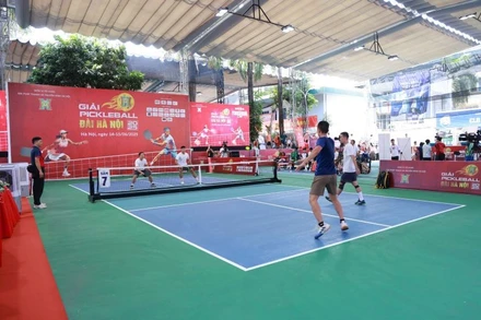 Những trận so tài đầu tiên của Giải Pickleball Đài Hà Nội 2025 đã diễn ra trong sáng 14/6.