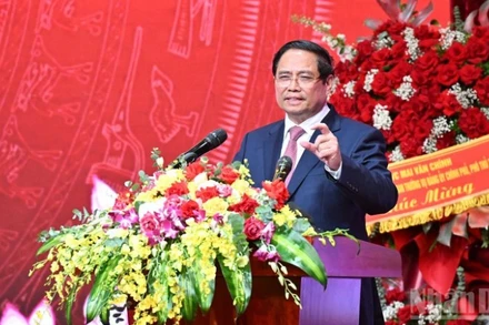 Bí thư Đảng ủy Chính phủ, Thủ tướng Chính phủ Phạm Minh Chính phát biểu ý kiến chỉ đạo Đại hội. (Ảnh: Trần Hải)