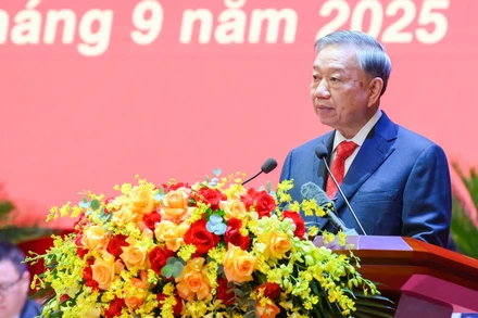 Tổng Bí thư Tô Lâm phát biểu tại Đại hội đại biểu Đảng bộ các cơ quan Đảng Trung ương lần thứ nhất. (Ảnh: THẾ ĐẠI)