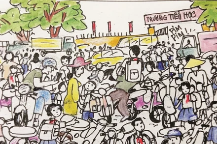 Góc biếm họa: Tránh ùn tắc trước cổng trường