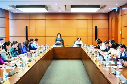 Đại biểu Quốc hội thành phố Đà Nẵng và các tỉnh Cao Bằng, Tuyên Quang thảo luận tại tổ. (Ảnh: ĐĂNG ANH)