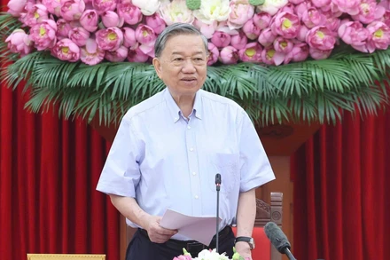 Tổng Bí thư Tô Lâm phát biểu tại buổi làm việc. (Ảnh: Thống Nhất/TTXVN)