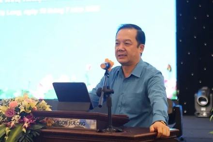 Đồng chí Phạm Đức Long, Thứ trưởng, Phó Bí thư Đảng ủy Bộ Khoa học và Công nghệ, Chủ tịch Công đoàn Khoa học và Công nghệ Việt Nam phát biểu chỉ đạo Hội nghị. (Ảnh: TRỊNH VĂN NGUYÊN)