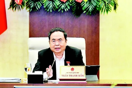 Chủ tịch Quốc hội Trần Thanh Mẫn phát biểu tại phiên họp 51 của Ủy ban Thường vụ Quốc hội. (Ảnh: DUY LINH)