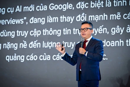 Đồng chí Lê Quốc Minh trình bày tại lễ khai mạc Diễn đàn báo chí toàn quốc 2025.