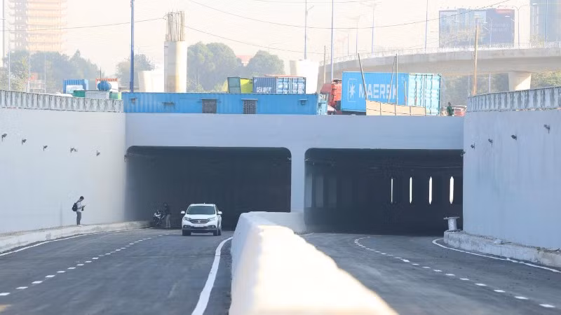 Hầm chui HC1-02 tại nút giao An Phú vừa tổ chức thông xe, mở thêm hướng kết nối cao tốc với trung tâm thành phố. (ảnh: VÕ LÊ) 