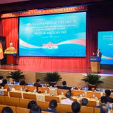 Quang cảnh phiên bế mạc Hội nghị Ngoại giao lần thứ 33. (Ảnh: TRẦN HẢI)