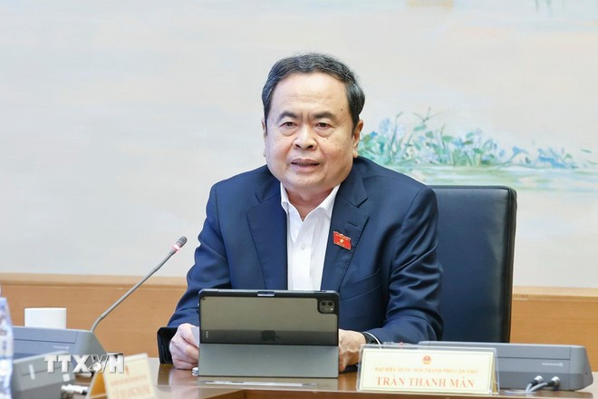 Chủ tịch Quốc hội Trần Thanh Mẫn phát biểu. (Ảnh: TTXVN)