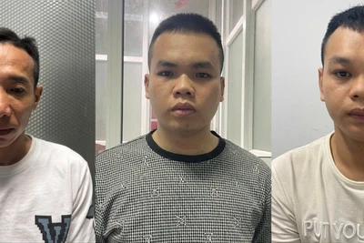 Ba đối tượng tại cơ quan điều tra. (Ảnh: Công an cung cấp)