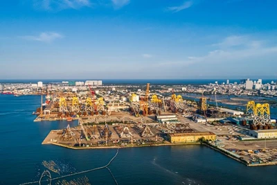Cảng thi công chân đế điện gió ngoài khơi của PTSC tại Thành phố Hồ Chí Minh.