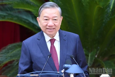 Tổng Bí thư Tô Lâm phát biểu bế mạc Hội nghị lần thứ 14 Ban Chấp hành Trung ương Đảng khóa XIII. (Ảnh: ĐĂNG KHOA)