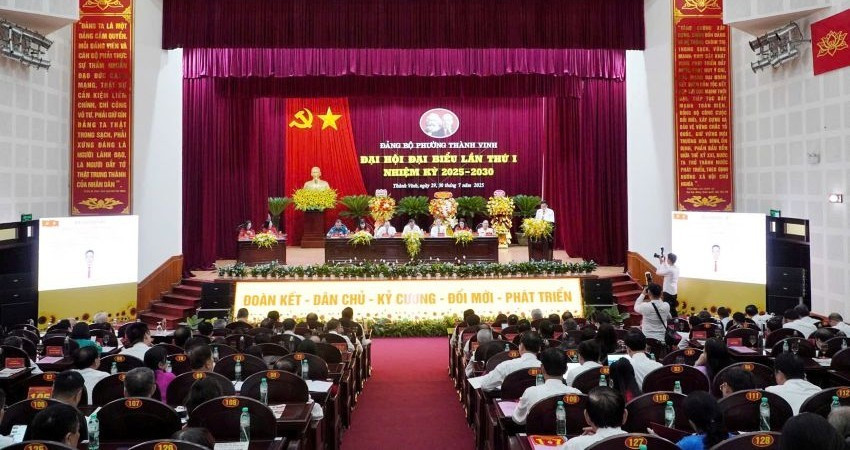 Quang cảnh Đại hội đại biểu lần thứ I, nhiệm kỳ 2025-2030 phường Thành Vinh.