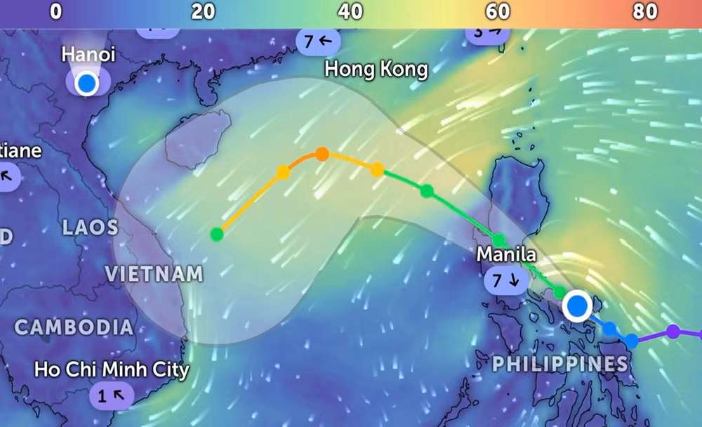 Vị trí bão Fengshen lúc 20 giờ 30 phút ngày 18/10. (Ảnh: Zoom Earth)