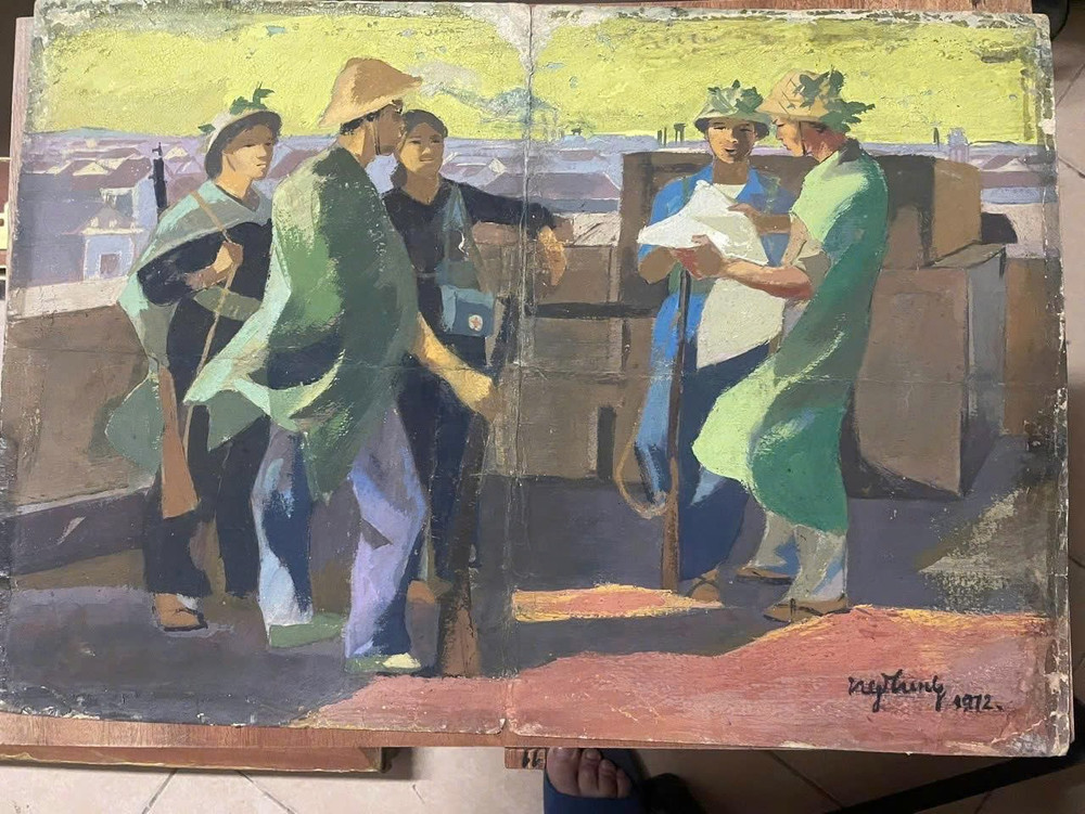 “Tự vệ nhà máy”. (Bột màu) 3.jpg