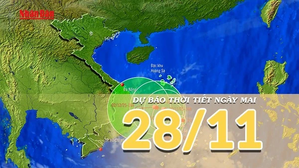[Video] Dự báo thời tiết đêm nay và ngày mai 28/11/2025: Bão số 15 di chuyển chậm