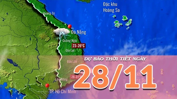 [Video] Dự báo thời tiết ngày 28/11/2025: Bão số 15 liên tục đổi hướng di chuyển