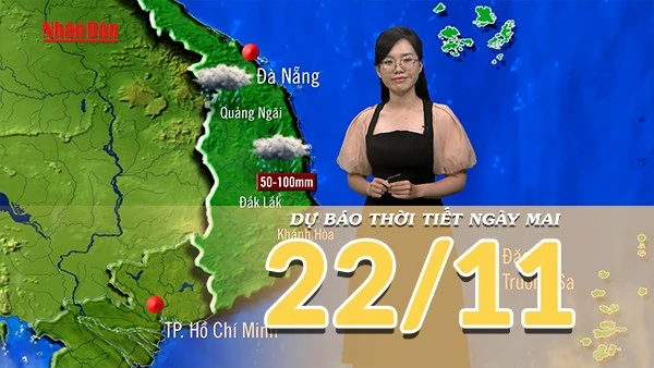 [Video] Dự báo thời tiết đêm nay và ngày mai 22/11/2025: Mưa lớn tiếp diễn ở Trung Bộ