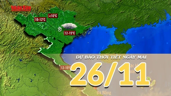 [Video] Dự báo thời tiết đêm nay và ngày mai 26/11/2025: Thời tiết tạnh ráo mở rộng xuống Bắc Trung Bộ