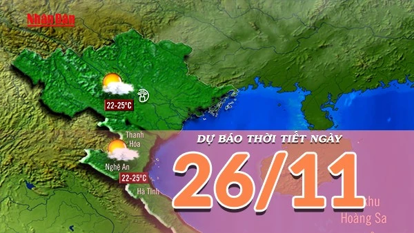 [Video] Dự báo thời tiết ngày 26/11/2025: Nắng hanh lan xuống Bắc Trung Bộ