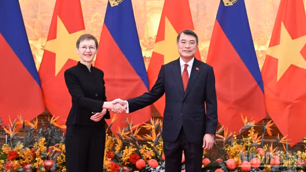 Thủ tướng Chính phủ Lê Minh Hưng và Thủ tướng Liechtenstein Brigitte Haas. (Ảnh: TRẦN HẢI)