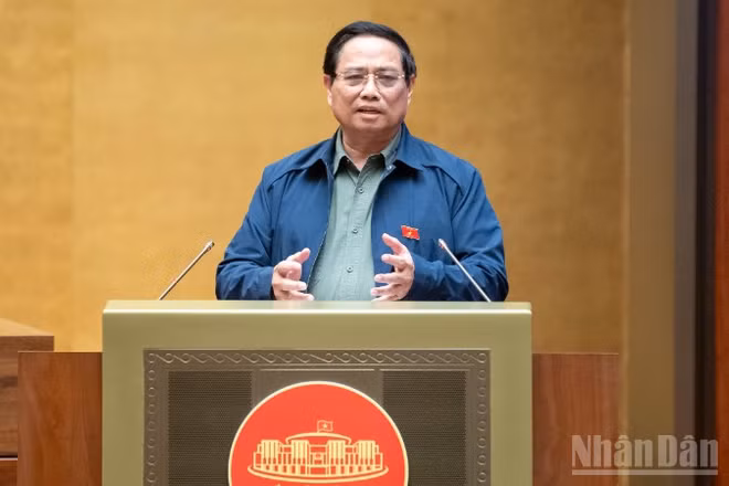 Thủ tướng Chính phủ Phạm Minh Chính phát biểu tại phiên thảo luận. (Ảnh: THỦY NGUYÊN)