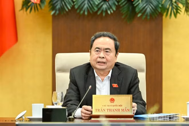 Chủ tịch Quốc hội Trần Thanh Mẫn phát biểu chỉ đạo phiên họp. (Ảnh: DUY LINH)