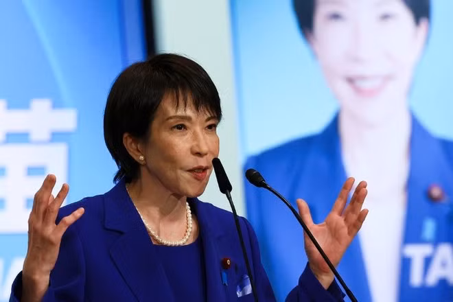 Bà Sanae Takaichi phát biểu. (Ảnh: Xinhua) 