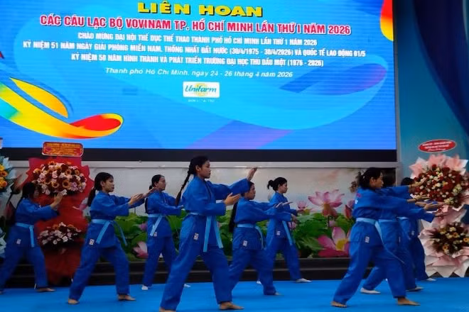 Các võ sinh của các đơn vị thi đấu tại liên hoan. 