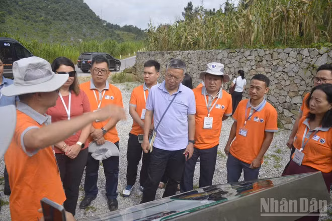 Đoàn chuyên gia mạng lưới Công viên địa chất toàn cầu UNESCO kiểm tra các điểm di sản địa chất trên vùng công viên địa chất.