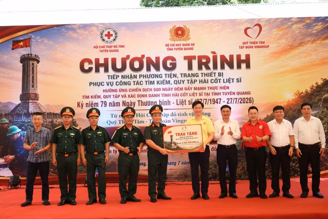Quỹ Thiện Tâm, Tập đoàn Vingroup tài trợ 5,405 tỷ đồng cho tỉnh Tuyên Quang thực hiện công tác tìm kiếm hài cốt liệt sĩ.