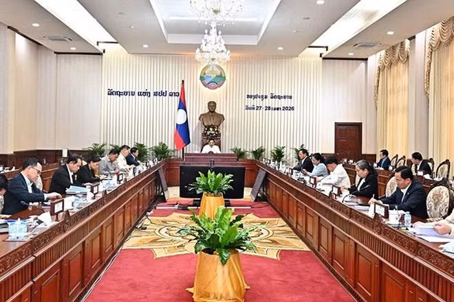 Chính phủ Lào họp phiên thường kỳ tháng 4/2026. (Ảnh: Cộng tác viên)